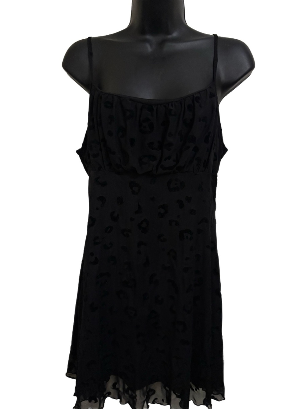 Black Sleeveless Leopard-Texture Slip Dress ⭐️NWT⭐️